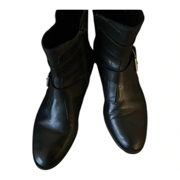 Emanuele Crasto Italian Made Leather Black Buckle Combat Moto Boots Size 8 - Picture 7 of 10